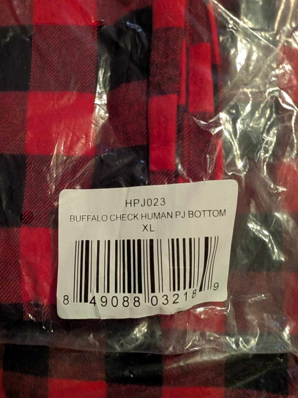 Fab Dog Buffalo Checkered Flannel Pajama Bottoms for Human ~ XL
